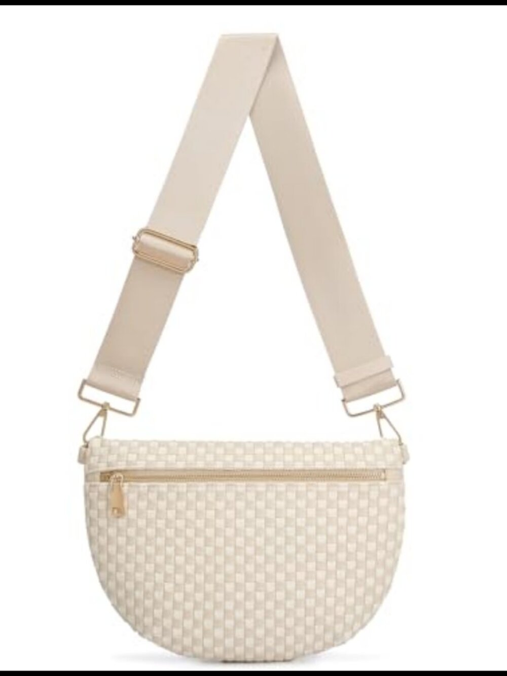 Woven Crossbody Bag PU Vegan Leather Waist Pack Travel Sling